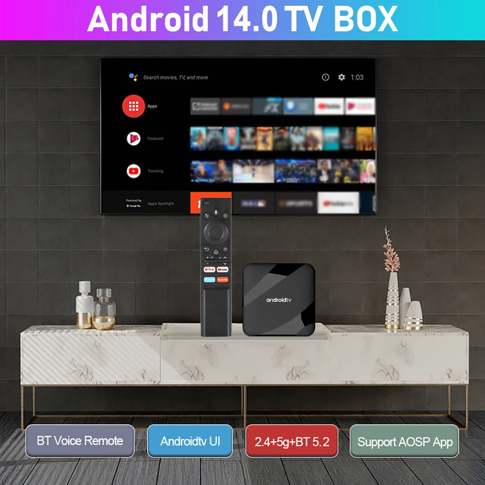 ATV Android 14 TV Box 4GB 32GB 64GB AV1 S905W2 Quad Core Dual WIFI Voice Remote 2GB 16GB Media Player 8K 4K Set Top Box