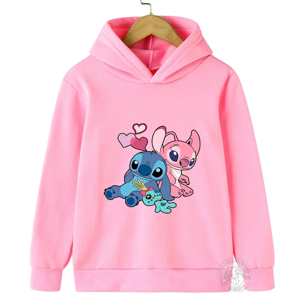 Wiosna Jesień Disney Stitch Street Fashion Bluza dla chłopców i dziewcząt Bluza sportowa dla dzieci Bluza z kapturem dla dzieci na zewnątrz