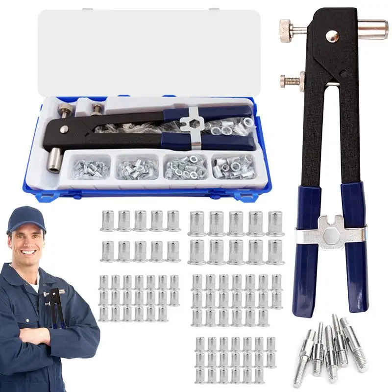 Kit de tuercas de remache, herramienta profesional de ajuste de tuercas, surtido de remaches, Kit de herramientas de tuercas profesionales, herramientas de ajuste de tuercas para coche