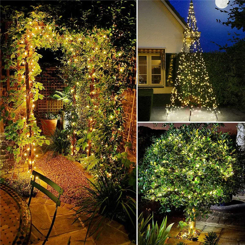 4pcs 22/32M ไฟ LED พลังงานแสงอาทิตย์ Fairy กลางแจ้ง Festoon LED กันน้ํา Garland String ไฟปาร์ตี้สวนโคมไฟพลังงานแสงอาทิตย์ตกแต่ง