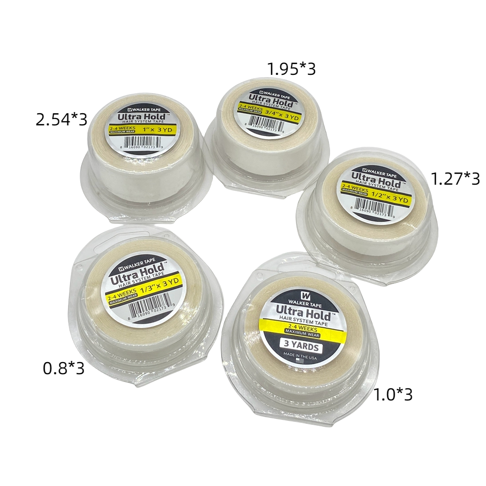 Alles mit Box 0,8/1,0/1,27 cm Breite, 12 Yards, weißes Ultra-Hold-Klebeband, doppelseitiges Klebeband, Spitzenfrontband, Haarband, Perückenband
