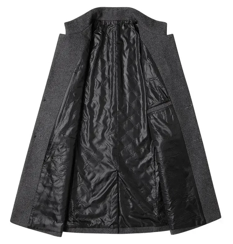 ฤดูหนาว Mens เสื้อขนสัตว์คุณภาพสูงสีทึบคอหนา WARM CASHMERE เสื้อขนสัตว์ผู้ชายยาวธุรกิจเสื้อลําลอง