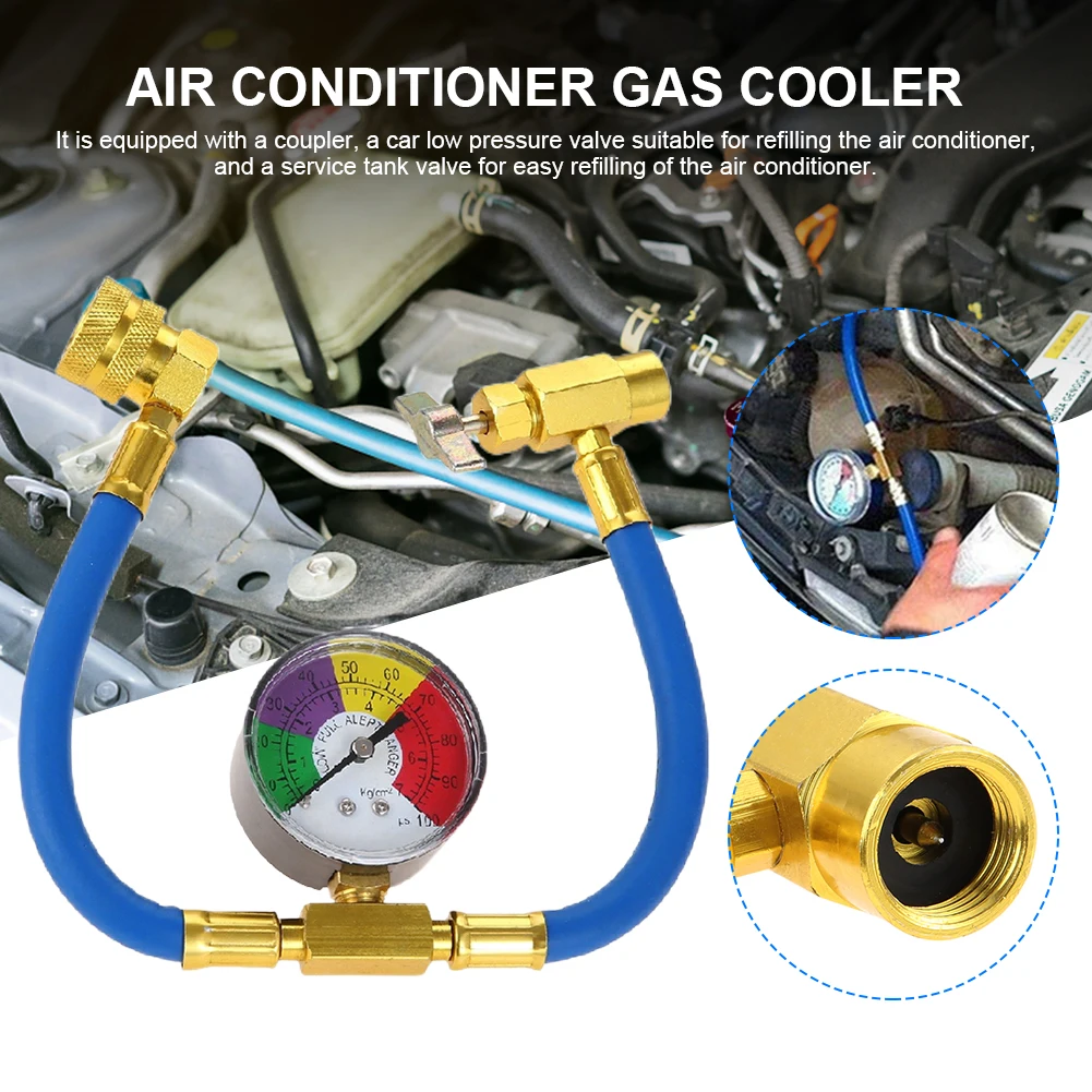 Auto 15.7 "R134A A/C Koelmiddel Gas Laadslang met Manometers Auto Airconditioner Koeling Rubber Vulslang