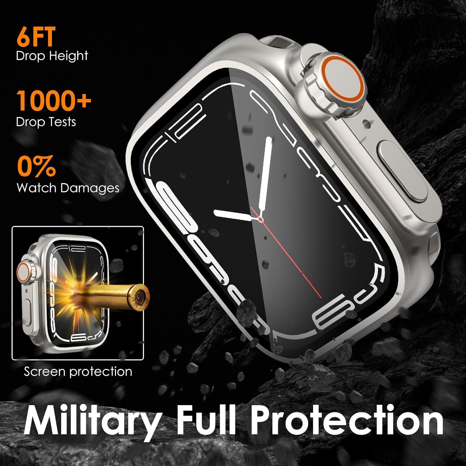 Screen Protector Cover for Apple Watch 44mm 45mm 40mm 41mm Hard PC Bumper Case for iwatch Series 9 8 7 6 5 4 SE Change To Ultra