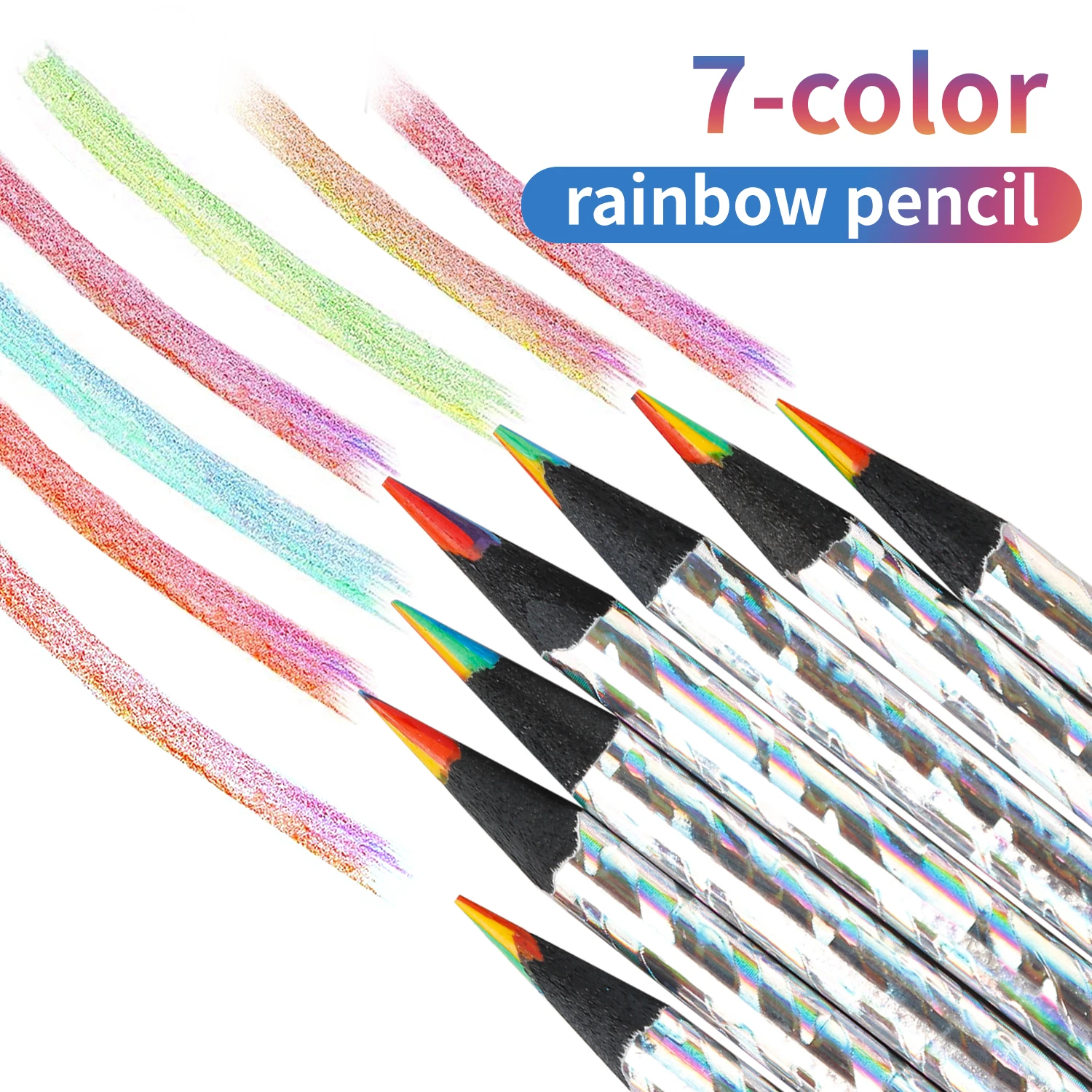 12 ชิ้น/เซ็ต Kawaii Rainbow ดินสอ 7 สี Concentric Gradient Crayons เด็กของขวัญดินสอสีศิลปะวาดภาพวาดเครื่องเขียน