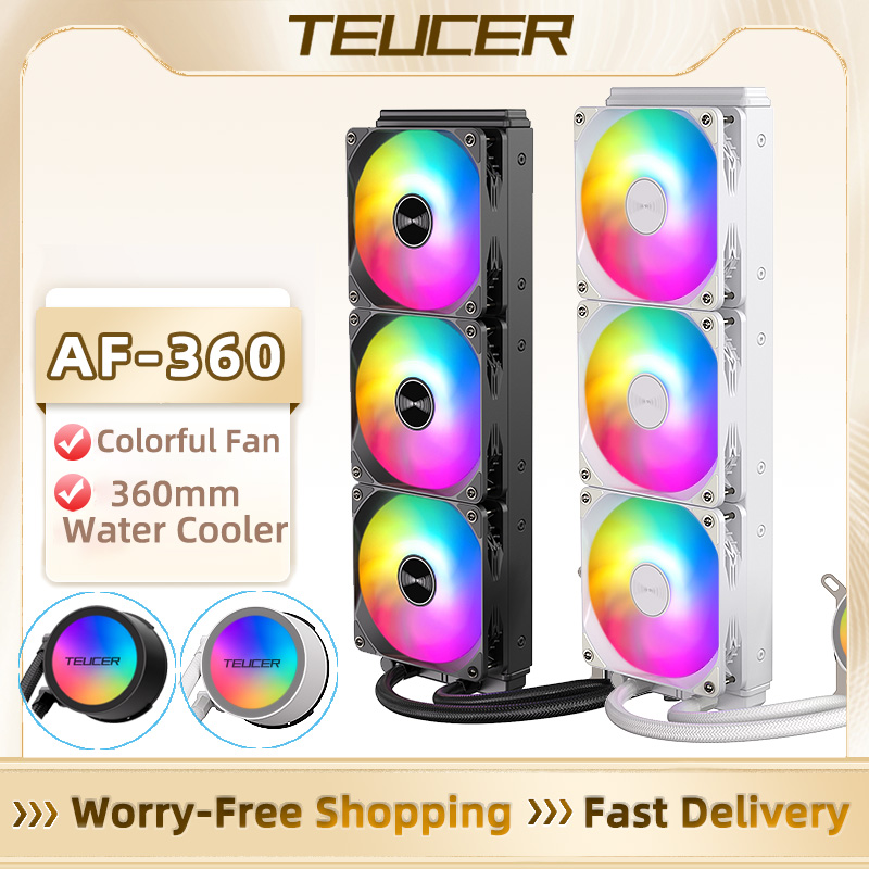 Teucer AF-S360 tudo-em-um radiador de refrigeração de água rgb 360mm ventilador lga2011 dissipador de calor de refrigeração de água para intel 1700/1200/115x am4/am5