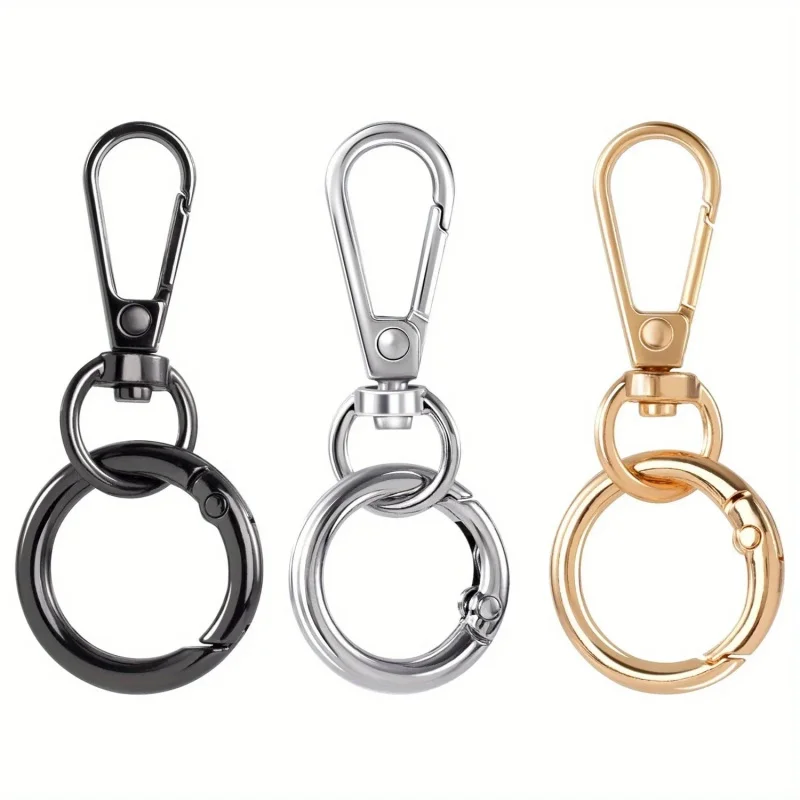 Clip di chiusura girevole da 2 pezzi, moschettoni girevoli in metallo, clip per portachiavi a doppia apertura con portachiavi per la realizzazione di cordoncini artigianali fai-da-te