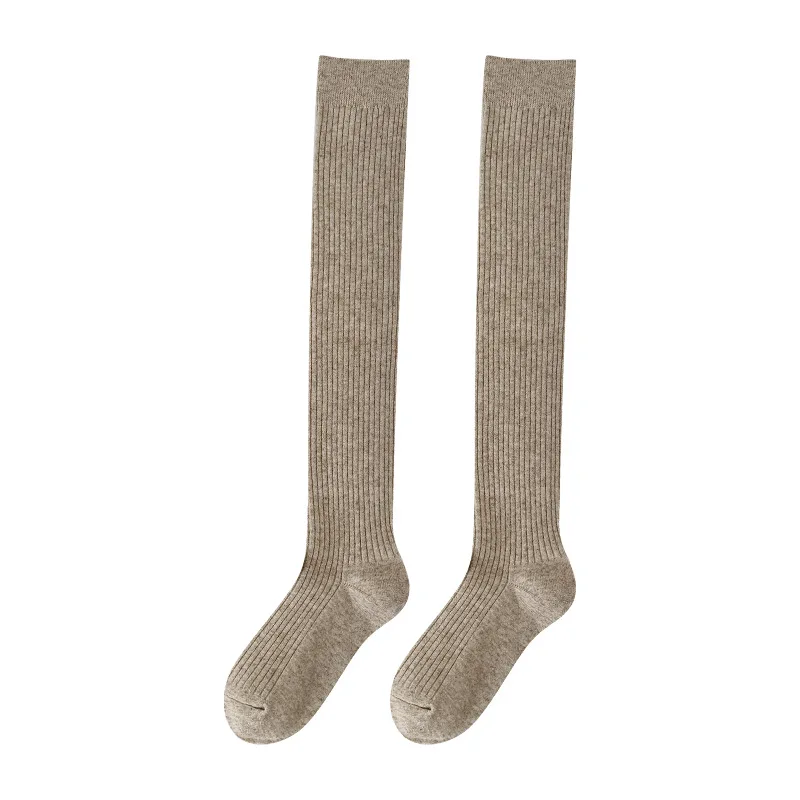 SP & CITY JK Y2K calcetines de lana a rayas hasta la rodilla calcetines de invierno gruesos de doble aguja de Color sólido para mujer calcetín de tubo alto de algodón transpirable