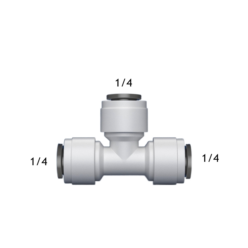 Tee ประเภท RO น้ําชายหญิงด้าย Quick การเชื่อมต่อ 1/4 3/8 ท่อ PE ท่อกรองน้ํา Reverse Osmosis อะไหล่