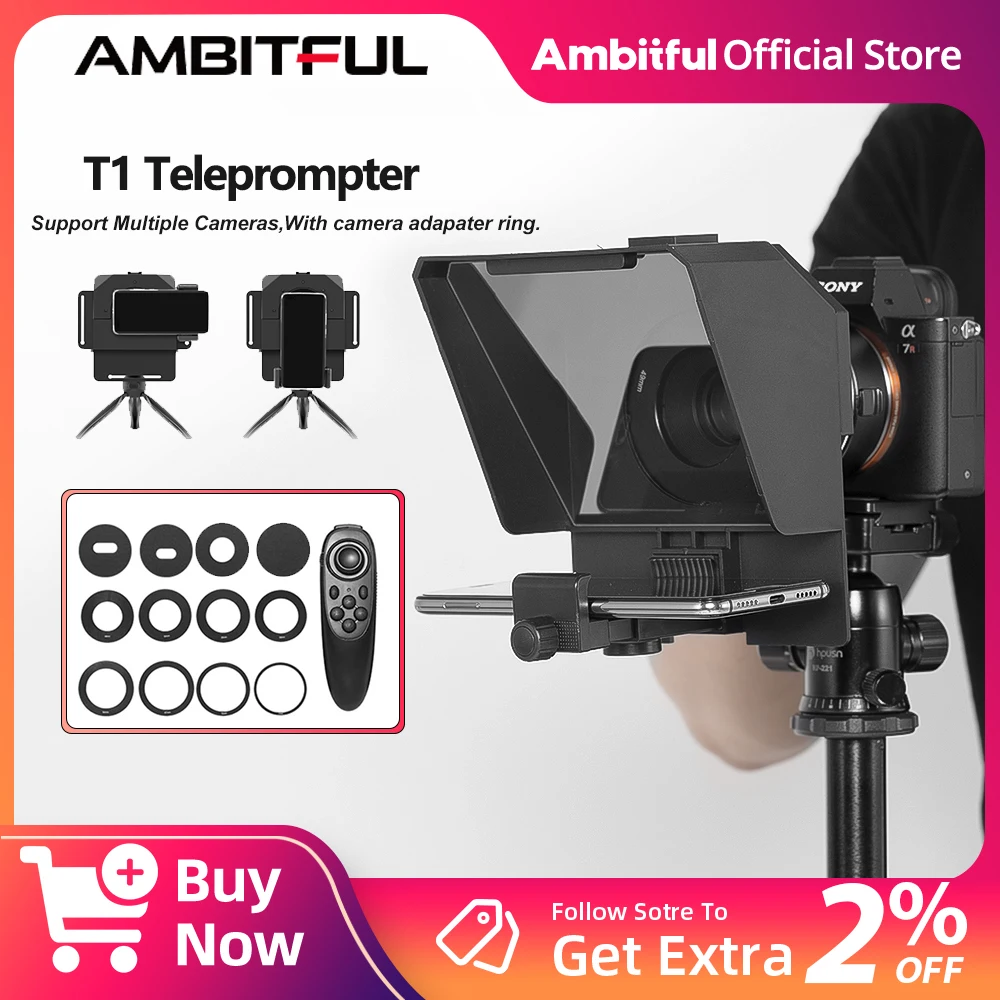 Pronstoor Миниатюрный телефон-телесуфлер Pronstoor для записи цифровых зеркальных фотоаппаратов переносной телесуфлер для записи артефакт видео с дистанционным управлением