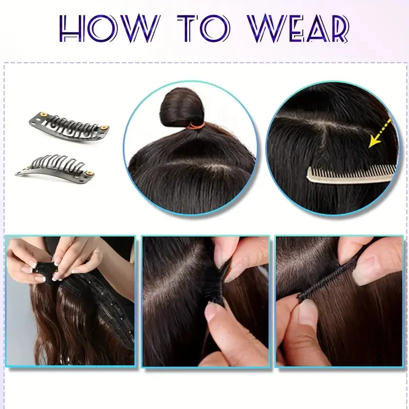 WIGSIN synthétique 6 pièces/ensemble Extension de cheveux longue droite à clipser Extension Invisible sans couture postiche noir brun pour les femmes