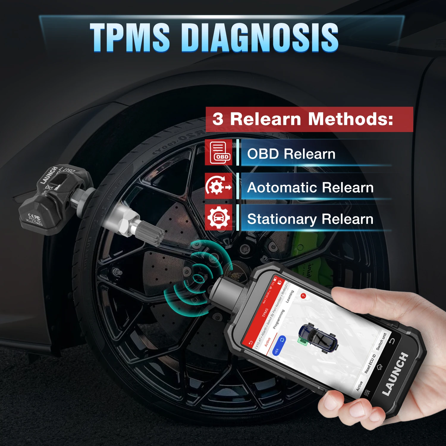 LAUNCH X431 5011 V2 TPMS-Tool OBD2 12 Reset-Funktionen WLAN aktivieren 315/433 MHz Sensoren Reifendruck-Diagnosetool vs. CRT5011E