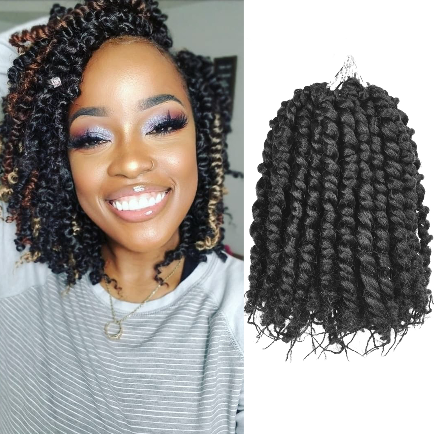 Extensiones de cabello trenzado sintético pre-trenzado Passion Twist Crochet para mujeres negras, trenzas de ganchillo