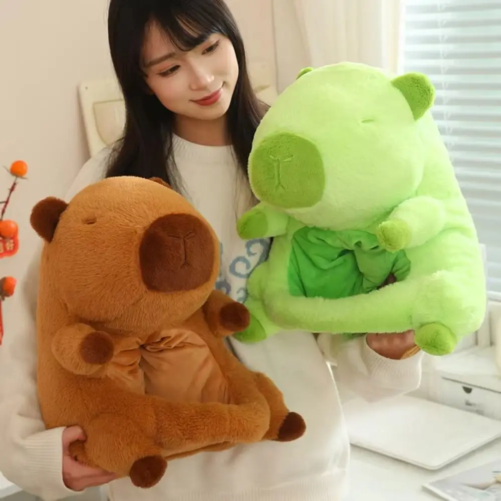 ตุ๊กตายัดไส้ Capybara หมวกผมตุ๊กตาหนาหนา Capybara หน้ากากคอลเลกชัน Soft Plush สัตว์หนูหมวก