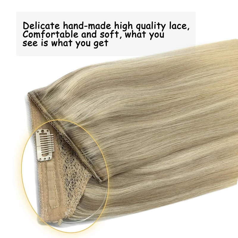 Fio em extensões de cabelo humano linha de peixe em linha extensões de cabelo de fusão natural com clipes extensões de cabelo de trama para mulher