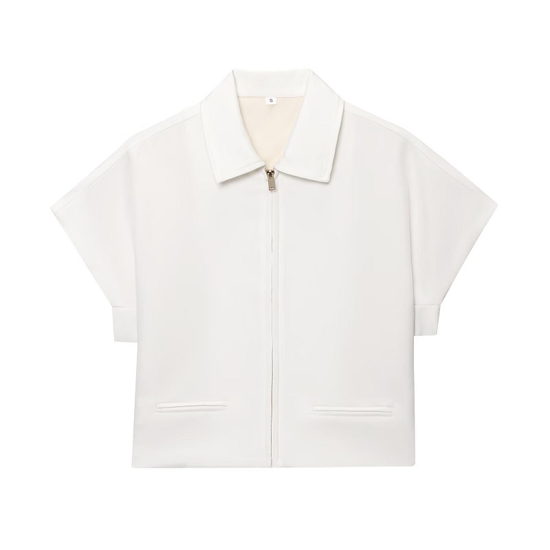 MUJER Women's Cropped Jacket Short Sleeve Varsity Jackets for Women Summer Zip up New in Coats and Jackets Holiday Outerwears