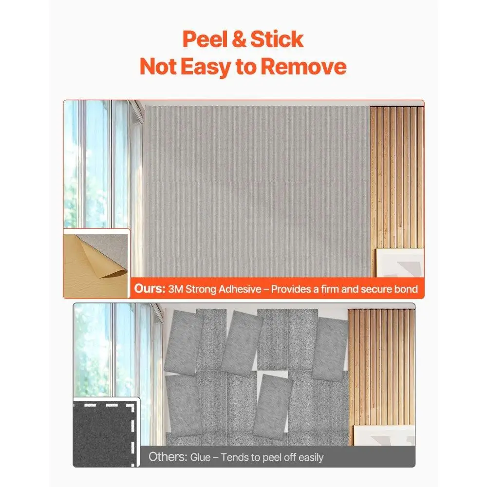 Acoustic Wall Panels 5 Pack Self Adhesive Soundproof Foam 47.2 x 23.6 x 0.4 Inch Camel Color