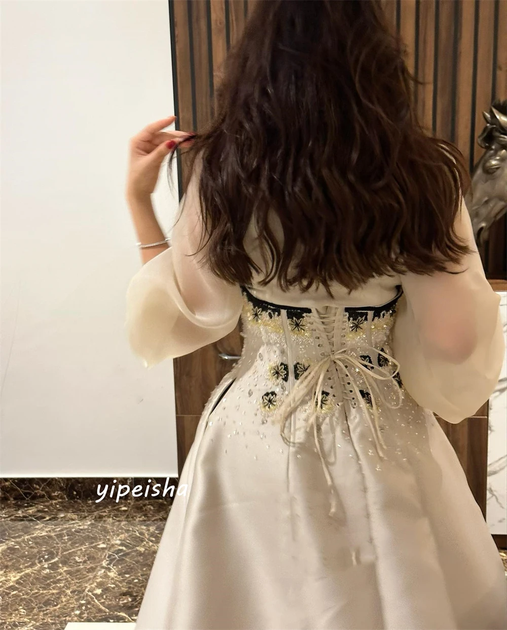 Personalizado jiayigong s applique drapeado festa de casamento a linha com decote em v vestido de ocasião sob medida vestidos longos arábia saudita