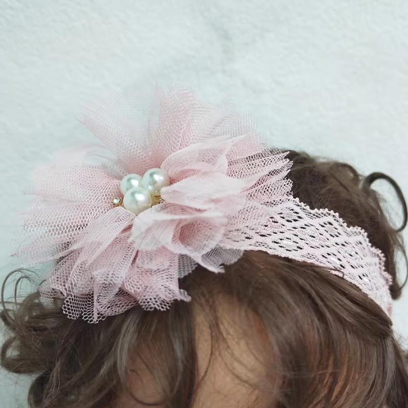 Conjunto de calcetines con diadema para bebé con lazos de perlas, calcetín de algodón antideslizante, banda para el pelo de encaje con flores para recién nacido, turbante, accesorios para el cabello para niña