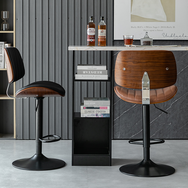 Light Luxury Solid Wood Bar Stool, Home Lift High Stool, Cashier Front Desk Chair, European Lift Rotating Bar Chair