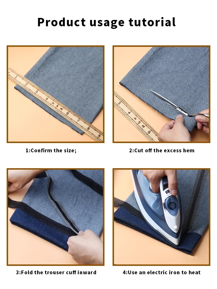 Fita autoadesiva para bainha de calças, 2-10m, pasta de borda de calças, calça de ferro, encurtar, reparo, fita de bainha jeans para tecido de costura diy