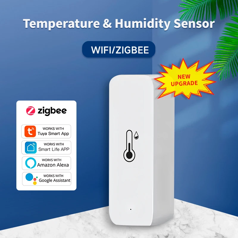 IHSENO Tuya WiFi Temperature Humidity Sensor Smart Life APP Monitor Smart Home Work With Alexa Google Home No Hub Required