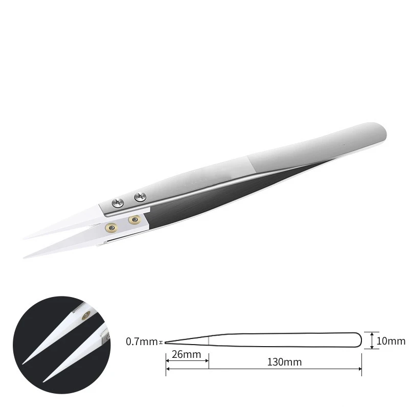 Punte per pinzette in acciaio inossidabile con punta in ceramica Pinzette resistenti al calore Pinzette per saldatura elettronica Punta a punta fine