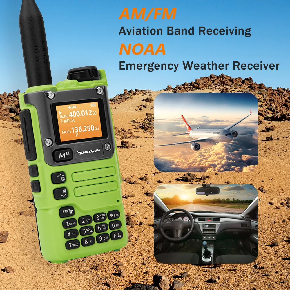 Quansheng UV-K6 Walkie Talkie 5W Green Air Band Tyep C Charge FM 50-600MHz VHF/UHF Wireless Frequency Two Way CB Radio UV K5(8)