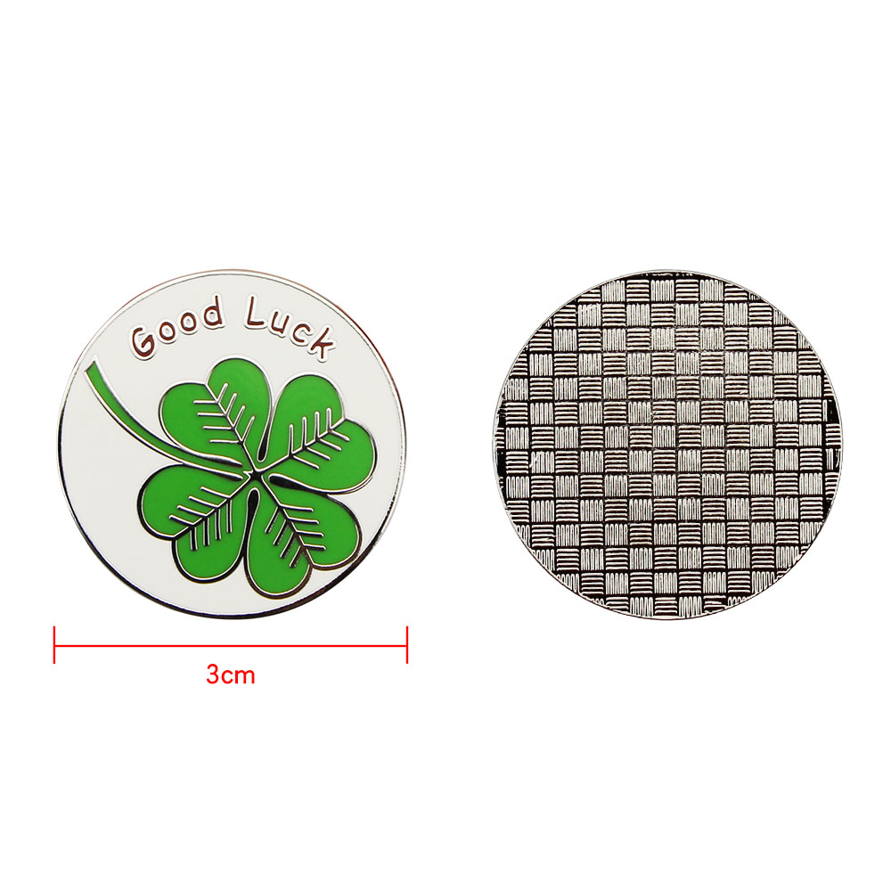 1.18 "Lucky Clover Golf Ball Mark w แม่เหล็กหมวกคลิป 30 มม.สีเขียว Four Leaf Clover Golf Marker การฝึกอบรมเอดส์