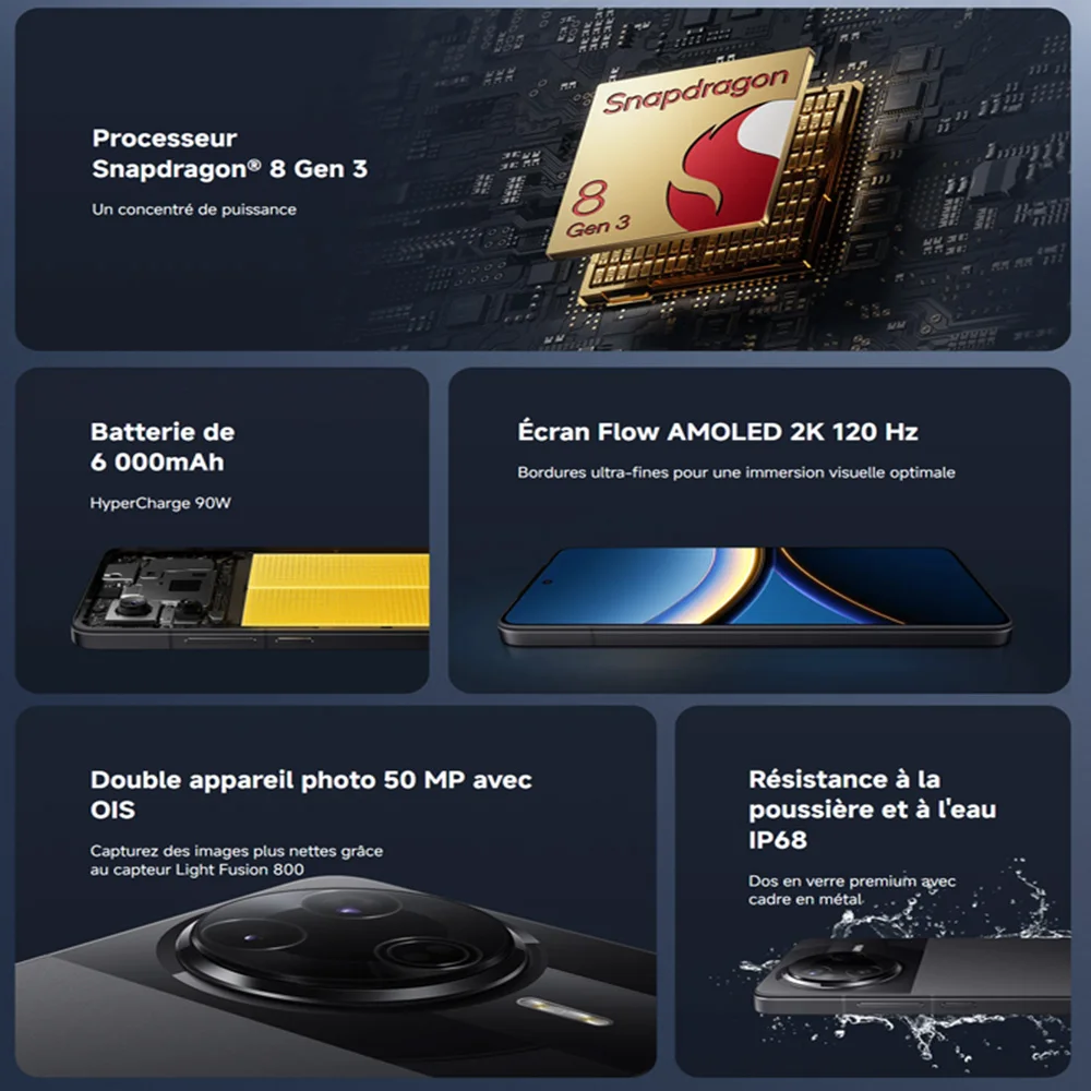 Poco f7 pro globale version smartphone nfc snapdragon®8 gen 3 6000mah 6.67 "2k amoled Display 90w Hyper charge 5g