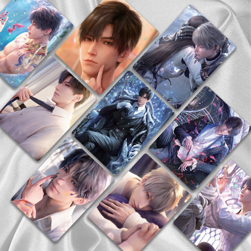 50 ピース/セット愛とディープスペースゲームレーザーロモカードゼインザビエルラファエル漫画のキャラクター HD フォトカードコスプレギフト