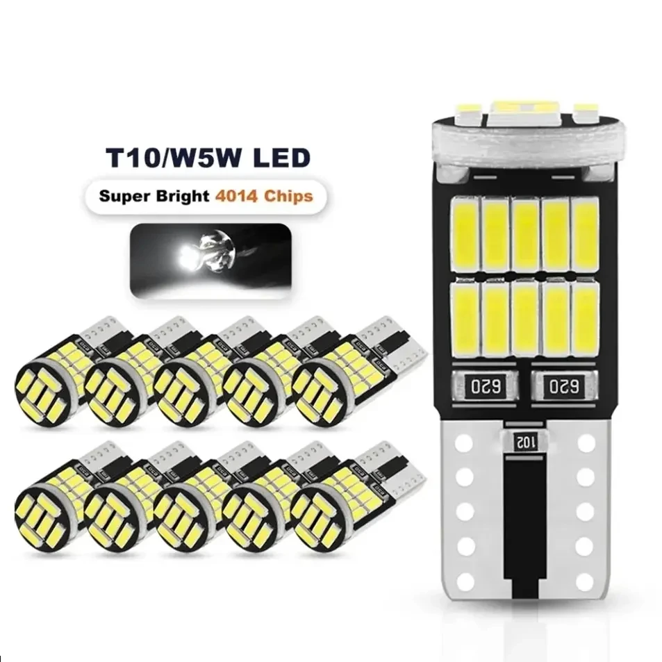 10 pçs w5w t10 lâmpadas led canbus 4014 smd 6000k 168 194 led 5w5 interior do carro cúpula leitura placa de licença sinal lightlamp