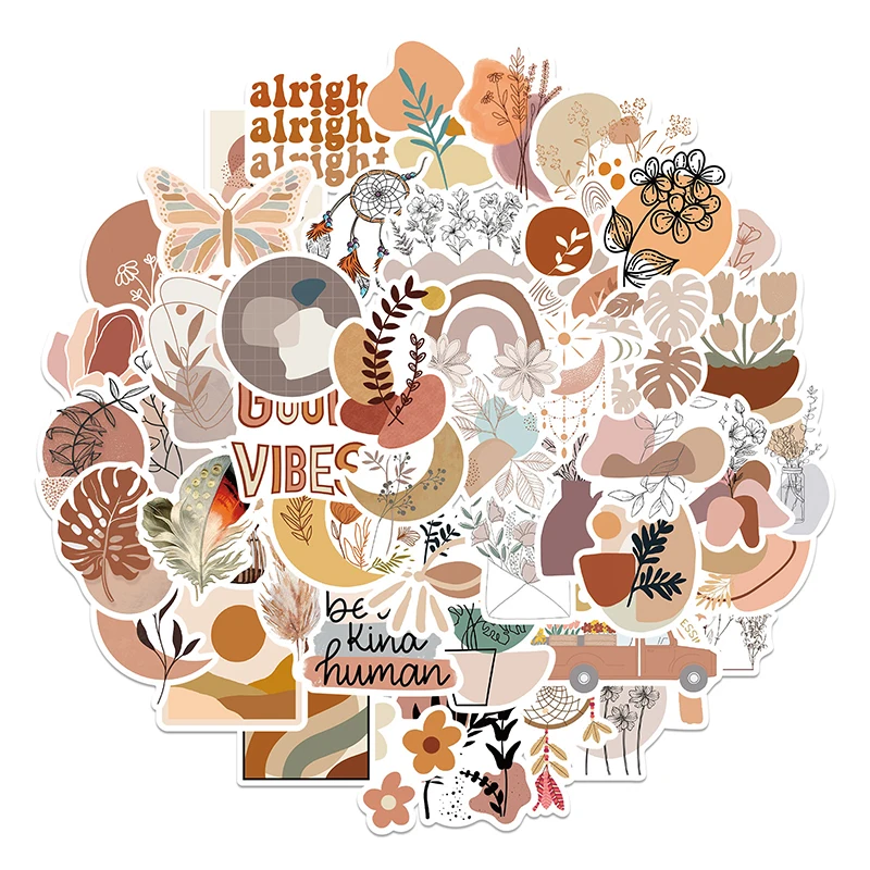 10/30/50PCS Kawaiiโบฮีเมียนดอกไม้สติกเกอร์ความงามPVCตกแต่งScrapbookingเด็กเครื่องเขียนอุปกรณ์โรงเรียนสําหรับเด็ก
