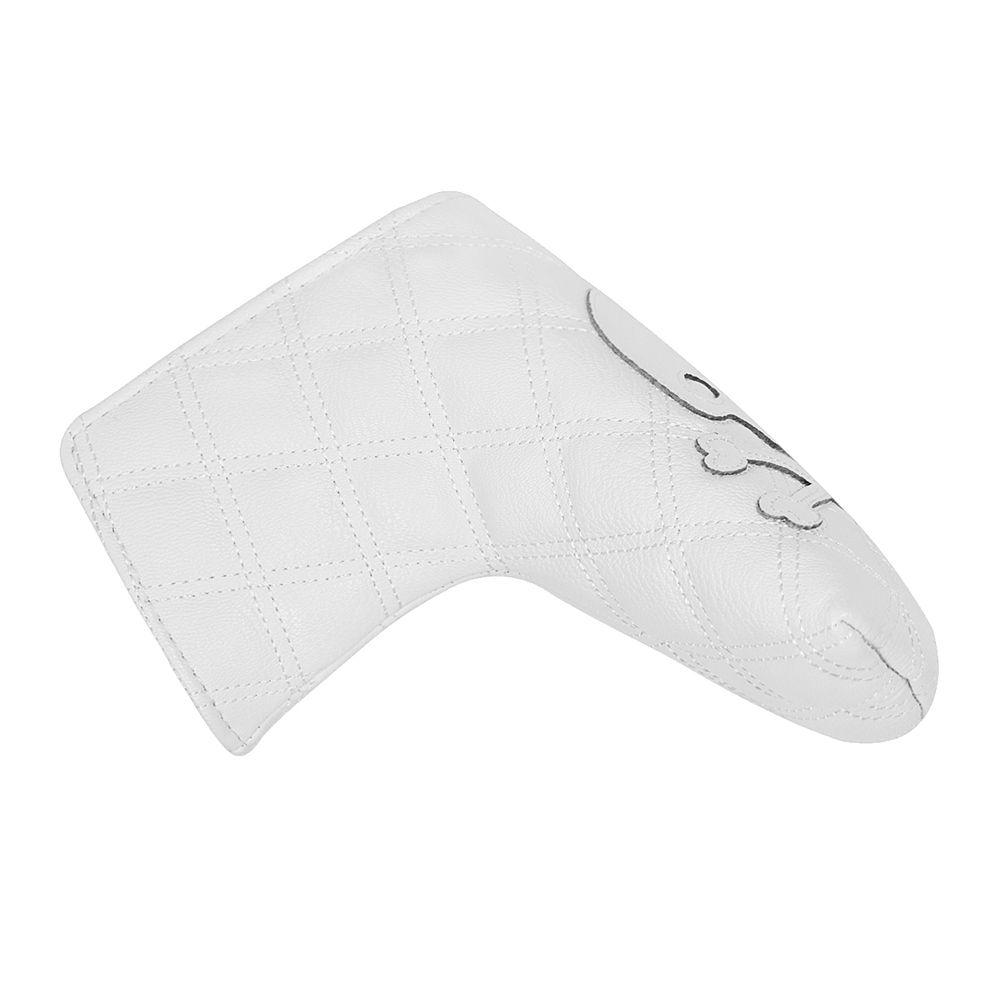 Schwarz Leder Stiching Bestickt Zucker skelette Golf Club Headcover Putter Abdeckungen Klinge