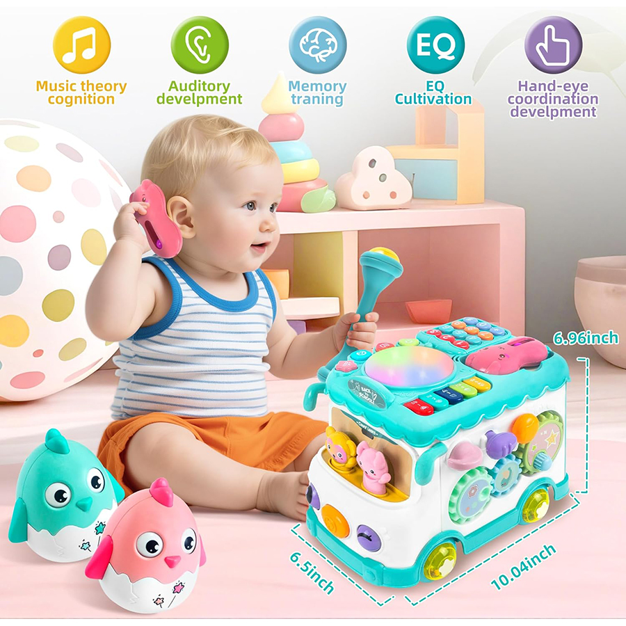 Jouets éducatifs Montessori pour bébé, Bus Musical, apprentissage Musical, jouets d'activité pour bébé en bas âge