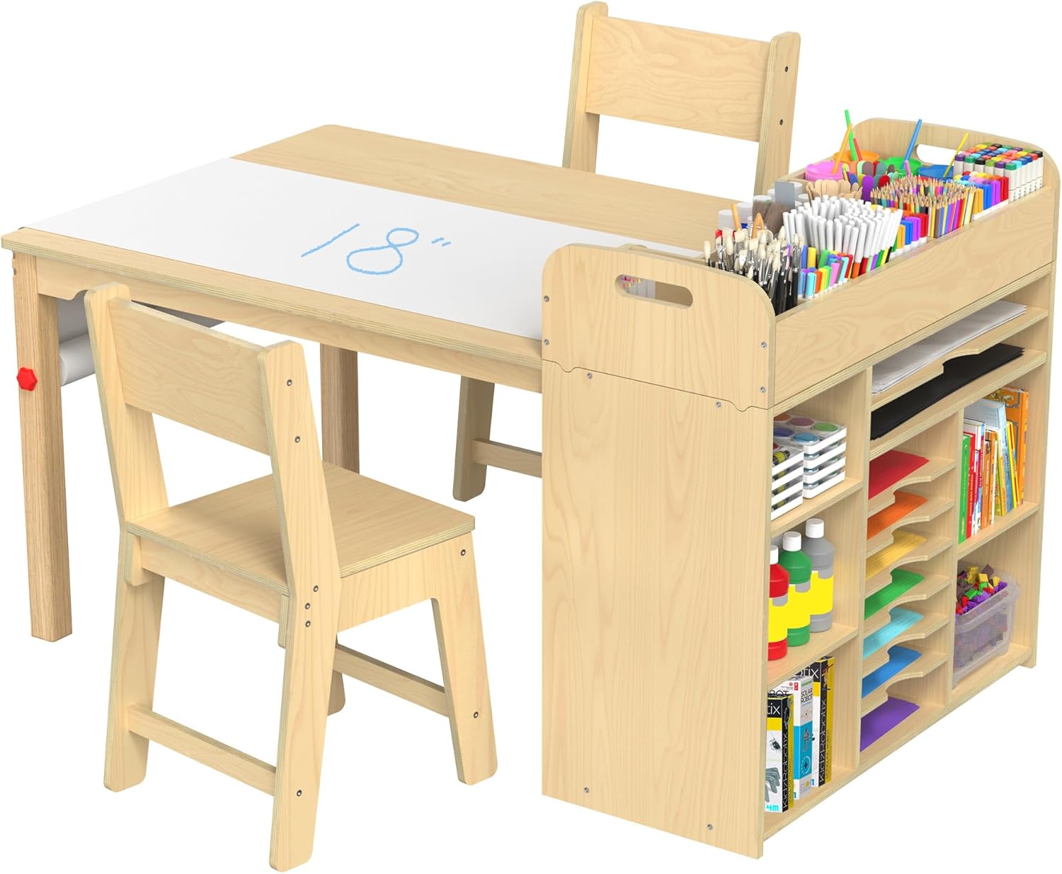Kids Art Table and Chairs Set - Craft Table with Large Storage Desk and Portable Art Supply  for Ages 8-12, 47" L x 30" W