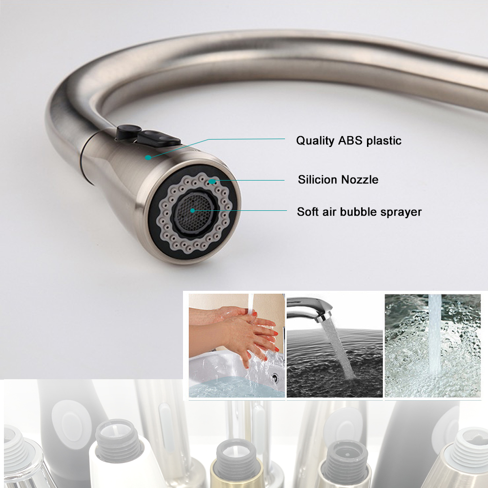 Kitchen Faucet Sprayer Nozzle Pull Out Shower Spray Head G1/2 Tap Accessory Replacement Black Golden Head Aerator Nozzle