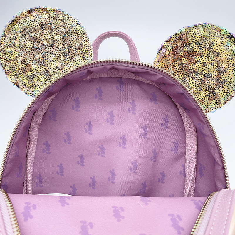 Loungefly-Sac à main de mariage Disney Minnie Mouse pour femme, mini sacs à dos à paillettes, double sangle initiée