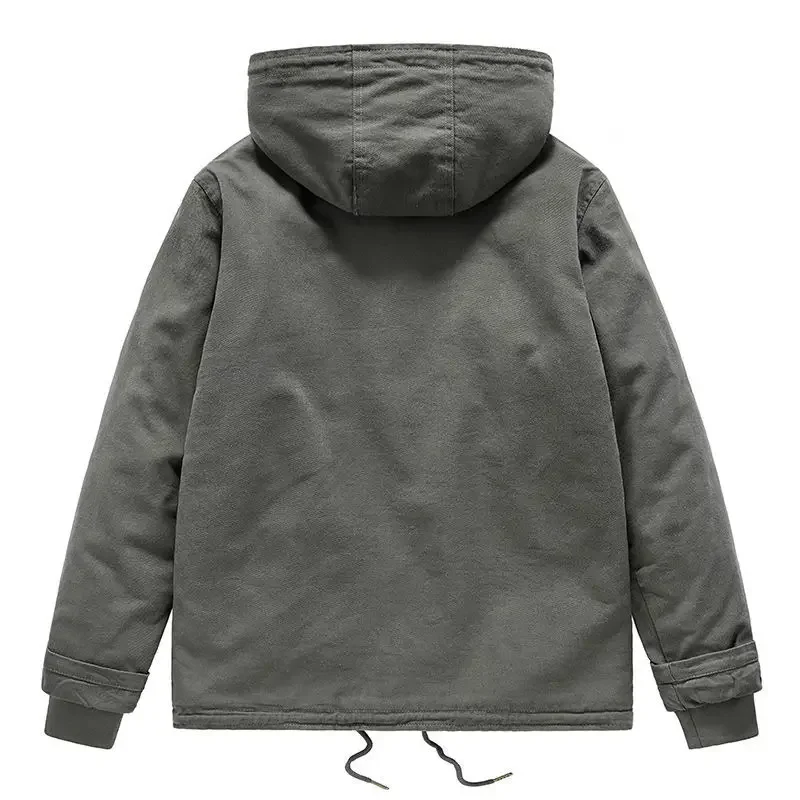 Herren Jacke Mit Kapuze Parkas Lamm Pelz Futter männer Winter Jacken Plüsch männer Kalten Jacke Verdickung Motorrad Jacke