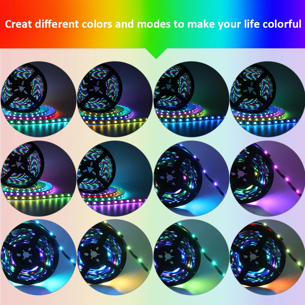 DC5V WS2812B RGB LED Strip Light Pixel RGB IC Colorfull Individually Addressable IP30 IP65 IP67 waterproof Tape Light Black PCB