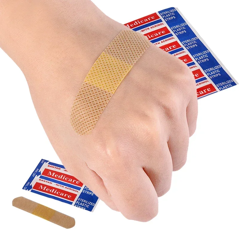 100 Uds vendajes para bebés primeros auxilios de emergencia yeso tela no tejida impermeable pasta para heridas estéril tirita médica