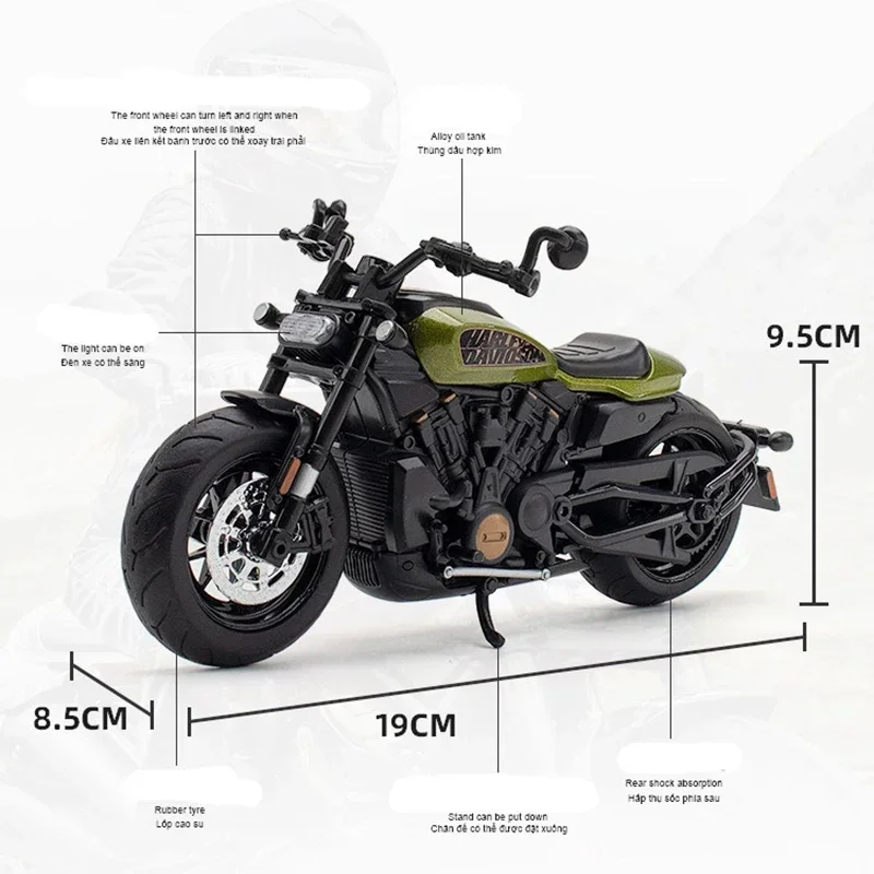 子供のためのハーレースポーツスターのレーシングバイクモデル,DIYストリートスポーツ,おもちゃのギフト,合金,1:12