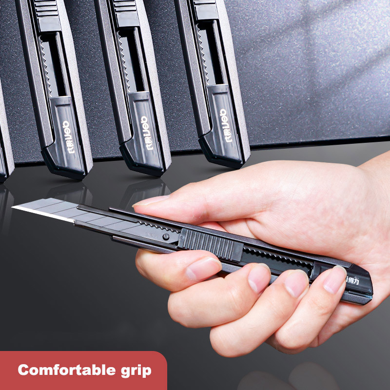 Deli-ユーティリティポケットナイフ、ボックスカッター、オフィス、家庭、学校の文房具用品用の格納式ブレード、ペーパークラフトナイフ、9mm