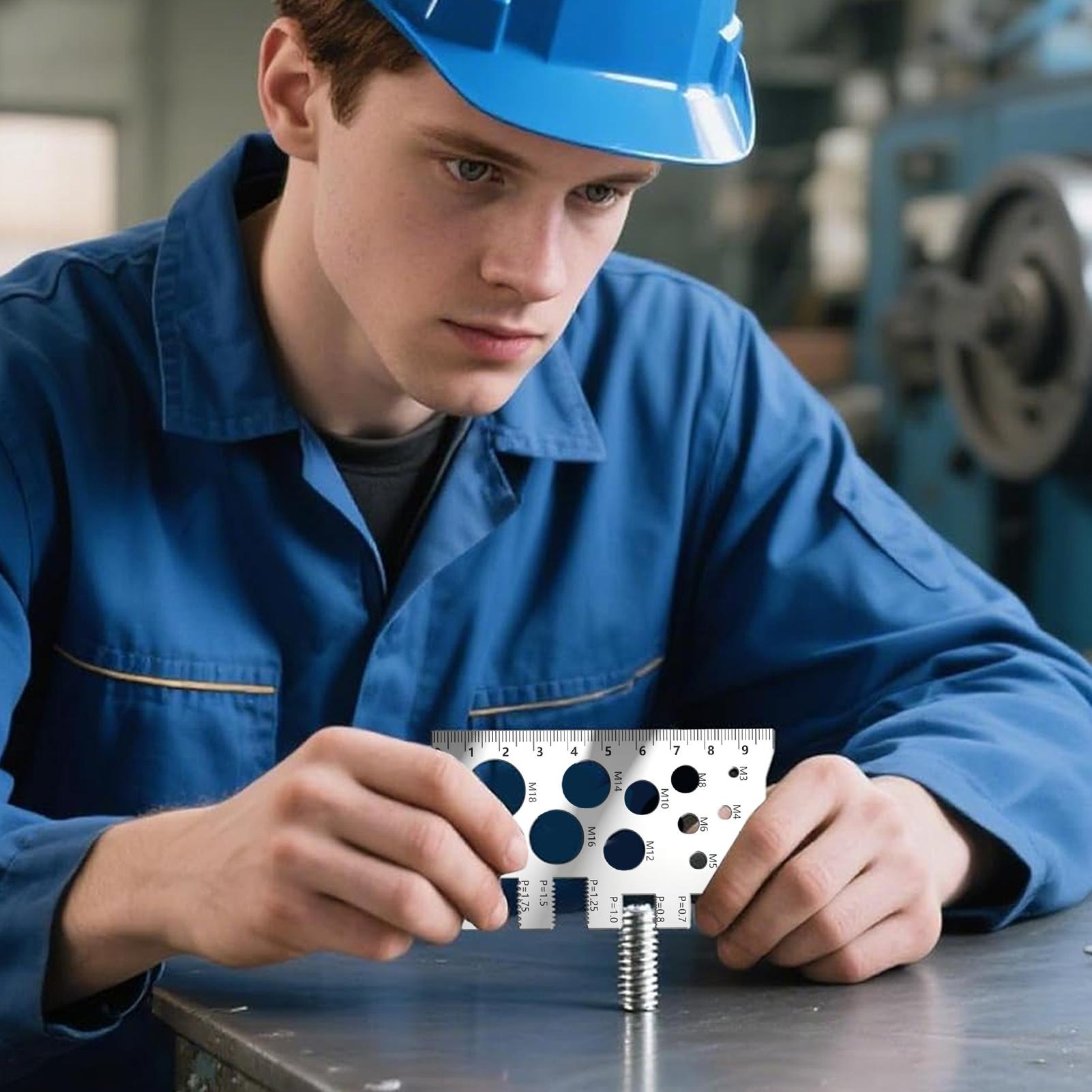 Screw Thread Pitch Gauge Ruler Measuring Tool Bolt Nut Metric Machining Threads Screw Cutting Gauge Angle Model Measuring