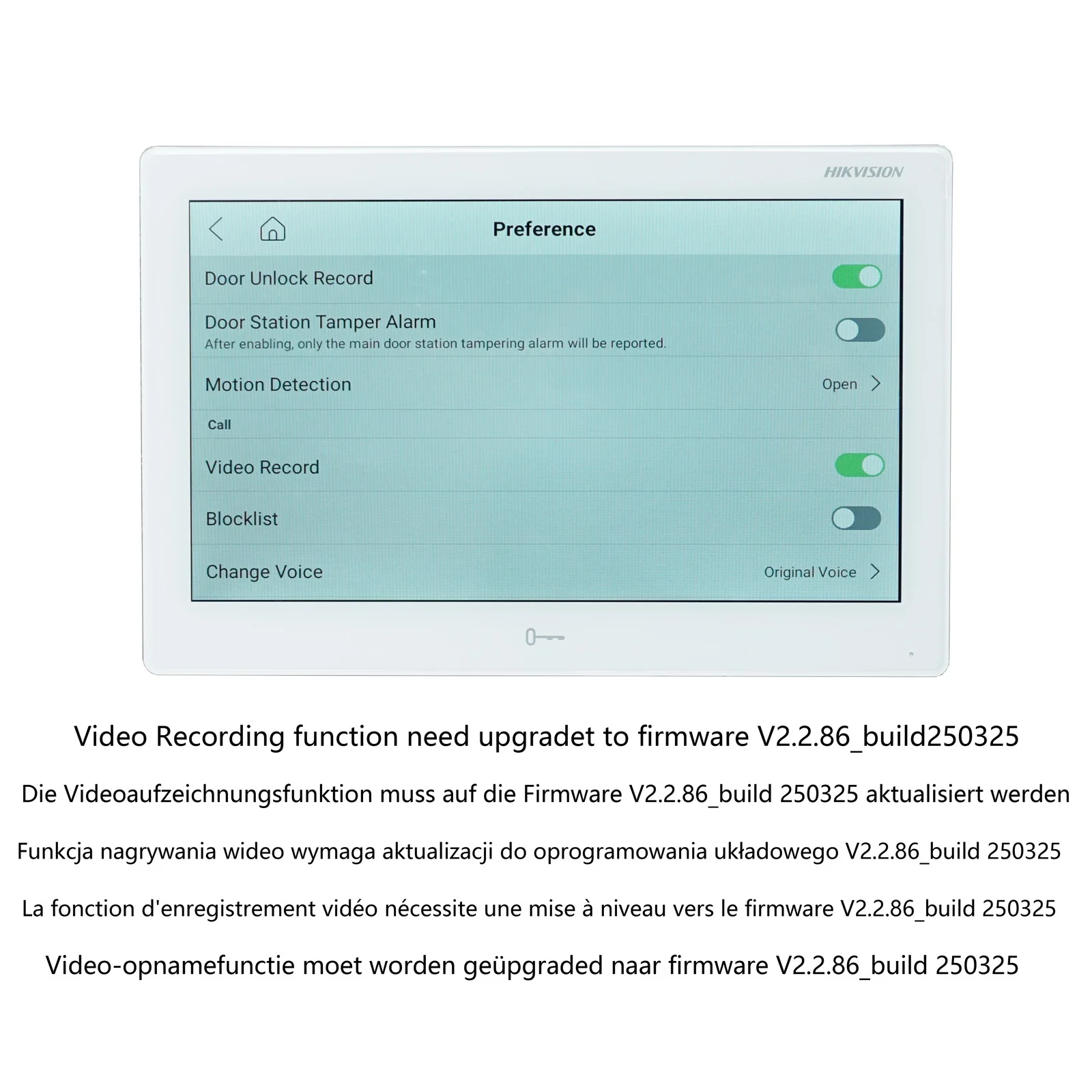 HIKVISION internationale versie 10 inch DS-KH9510-WTE1(B) binnenmonitor, 802.3af POE, app Hik-connect, WiFi, video-intercom