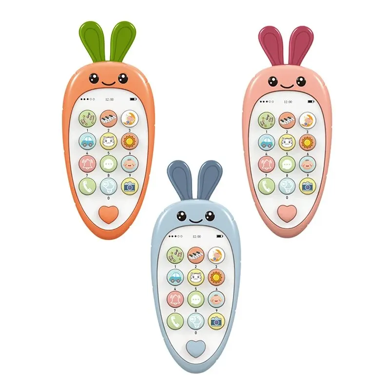 Kinderspeelgoed, zacht plastic Muziek en licht verhaal Leren helpen slapen, Rijke inhoud Simulatie Mobiele telefooninteractie Gif