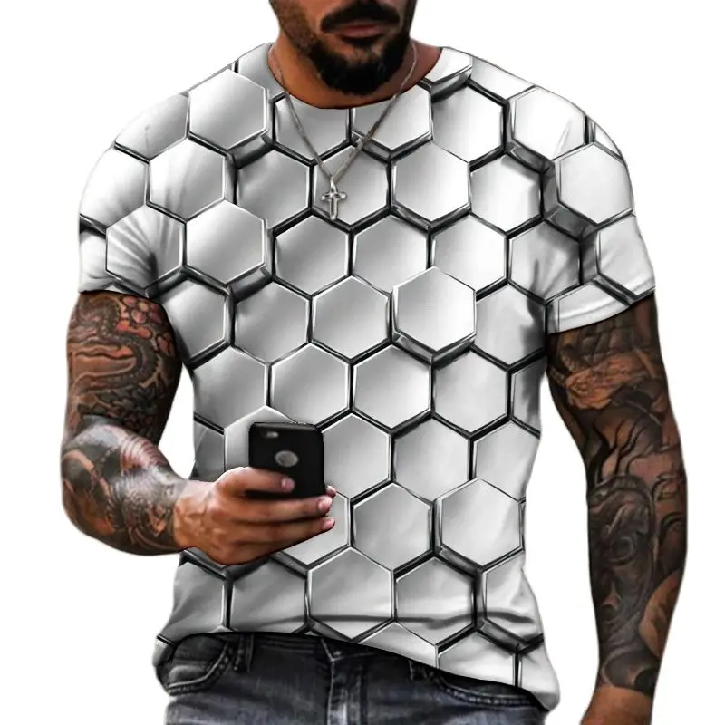 3D Tシャツ男性のファッションヒップホップ O ネック半袖トップス抽象原宿メンズ Tシャツ特大 Tシャツシャツ男服