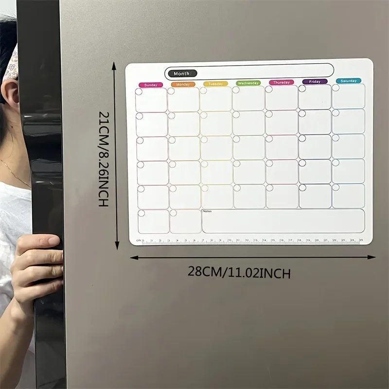 A Refrigerator Magnet ,Monthly And Weekly Planner, Magnetic Calendar Sticker, Soft Note Message Board