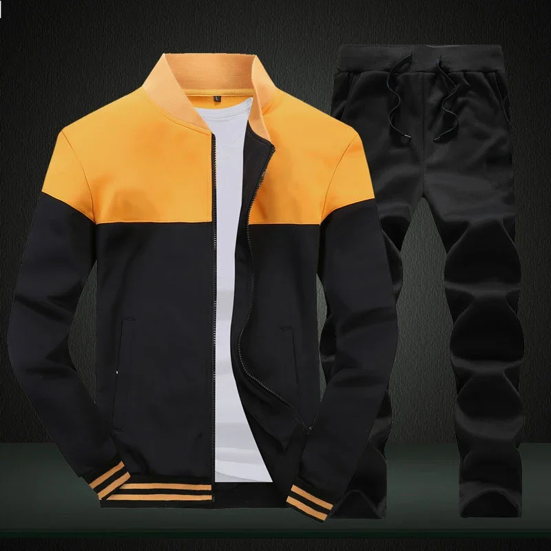 EAEOVNI, conjuntos de chándal para hombre, Sudadera con capucha y cremallera, pantalón de chándal, trajes para correr al aire libre, sudadera de retales, pantalón, ropa para hombre, conjuntos de 2 piezas