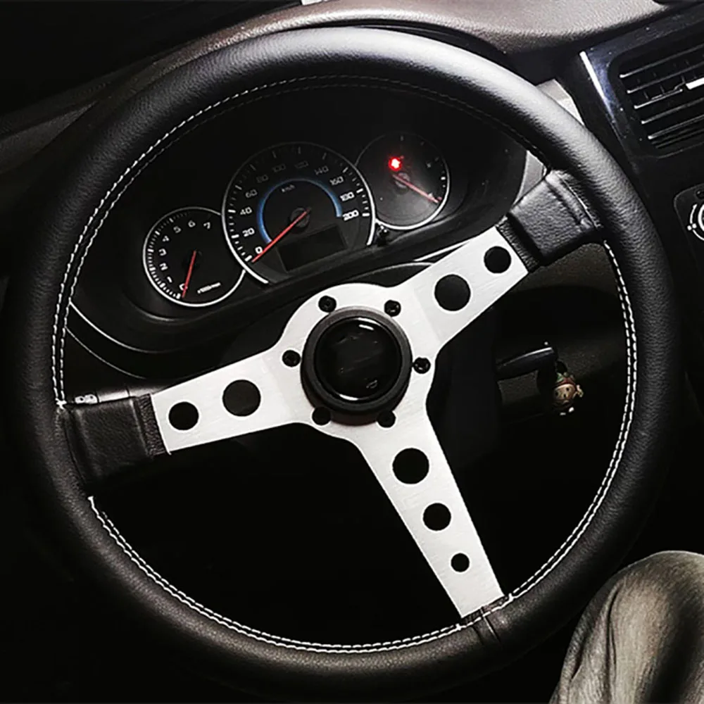 Volante Universal para coche, accesorio de modificación de cuero de 14 pulgadas, 350mm, novedad